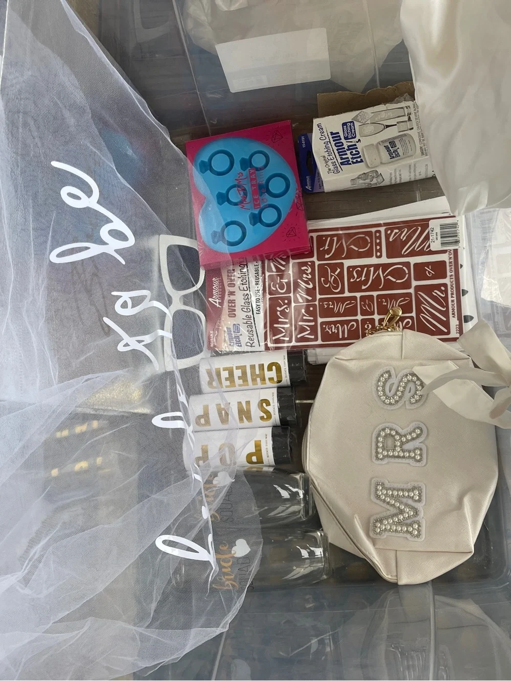 Bride wedding Bundle - Robes, cake topper, ring ice cubes